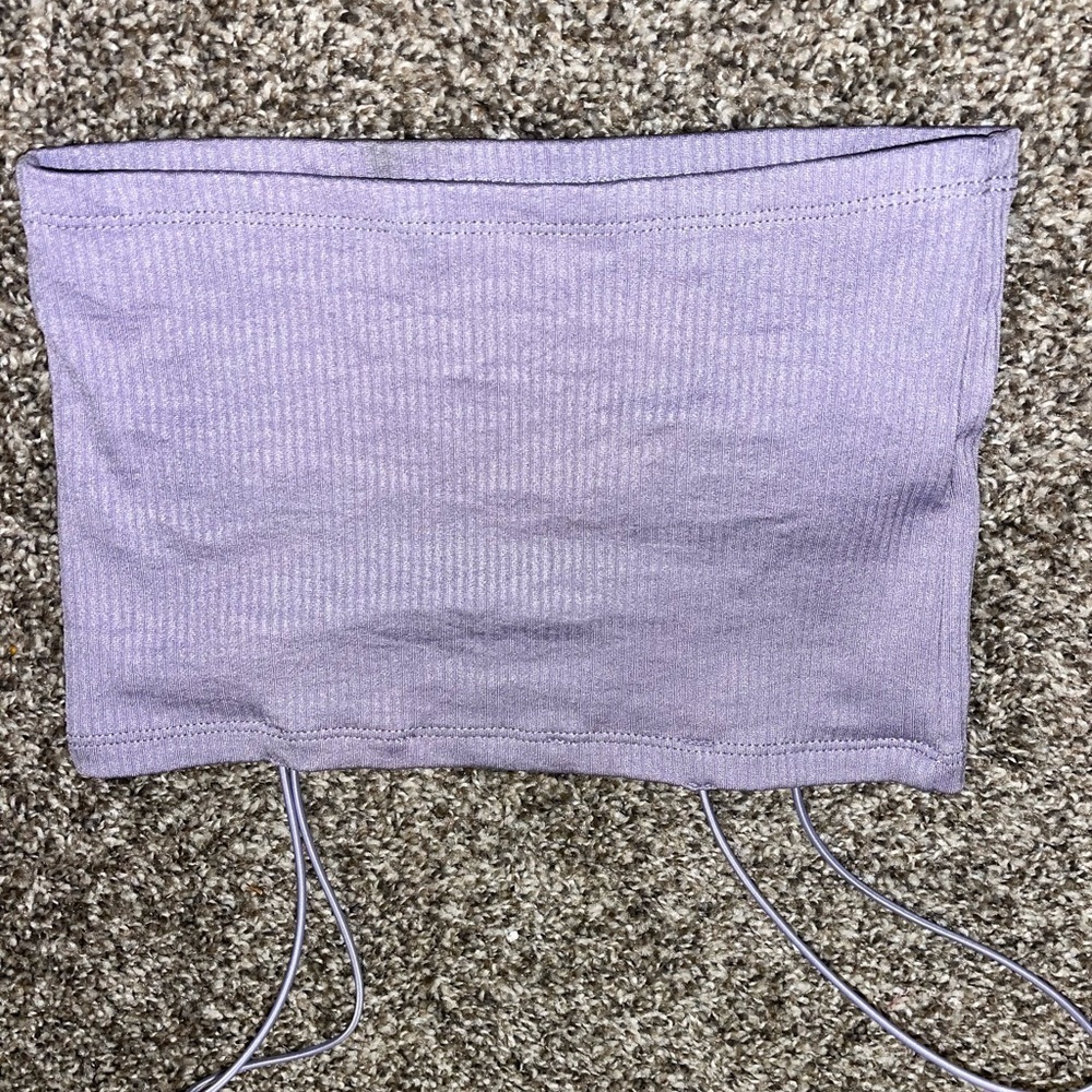 Pull & Bear Seamless ribbed tank top with thin straps Lilac Size Small - Picture 4 of 6